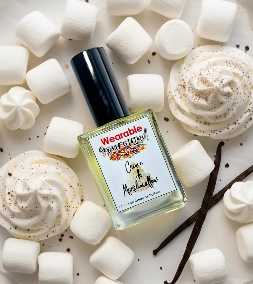 Crème de Marshmallow perfume bottle by Wearable Gourmand
